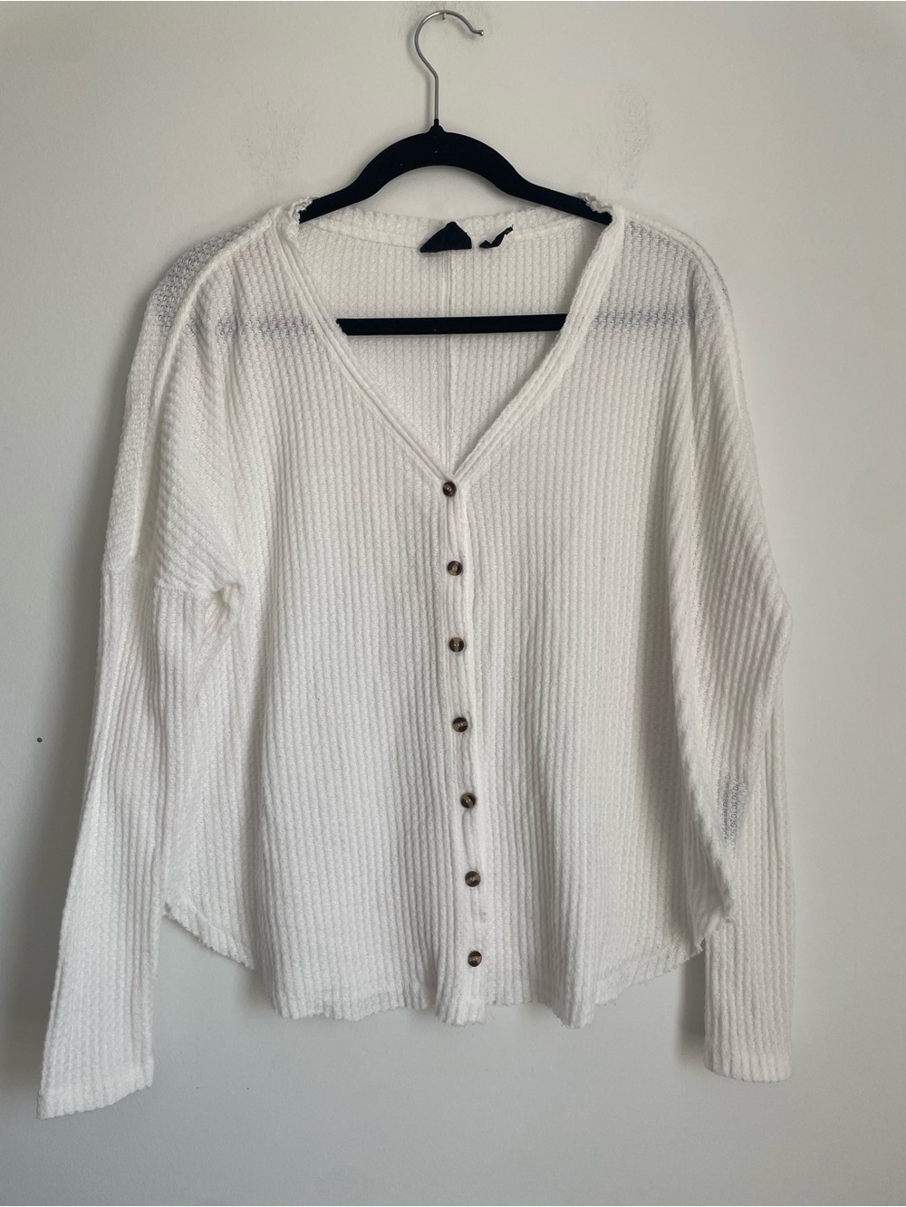 Out From Under Urban Outfitters Lightweight Waffle Knit Button Up Relaxed Top XS
